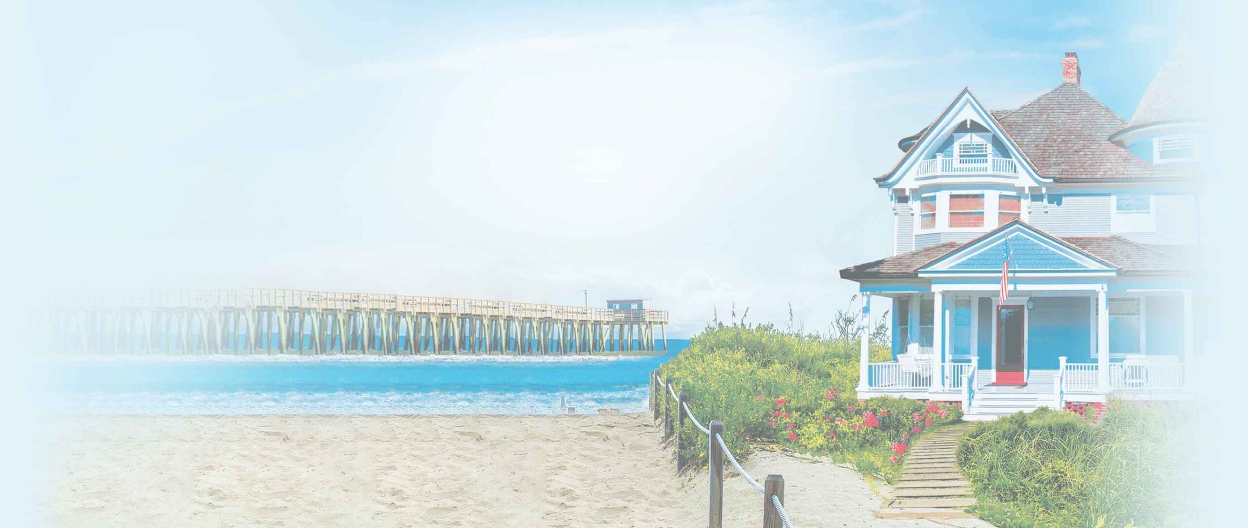 Beach and house background image.